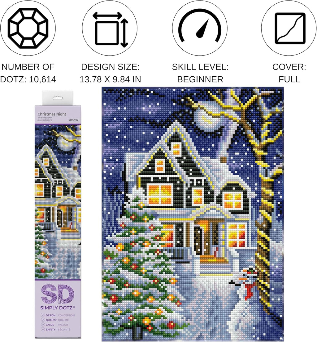 DIAMON DOT Kit Christma Night Ful Drill Roun Dotz Diamon Paintin Kits Diamon Ar Kit fo Adults Ge Art Diamon Art Kits 13.8inchx9.8inch