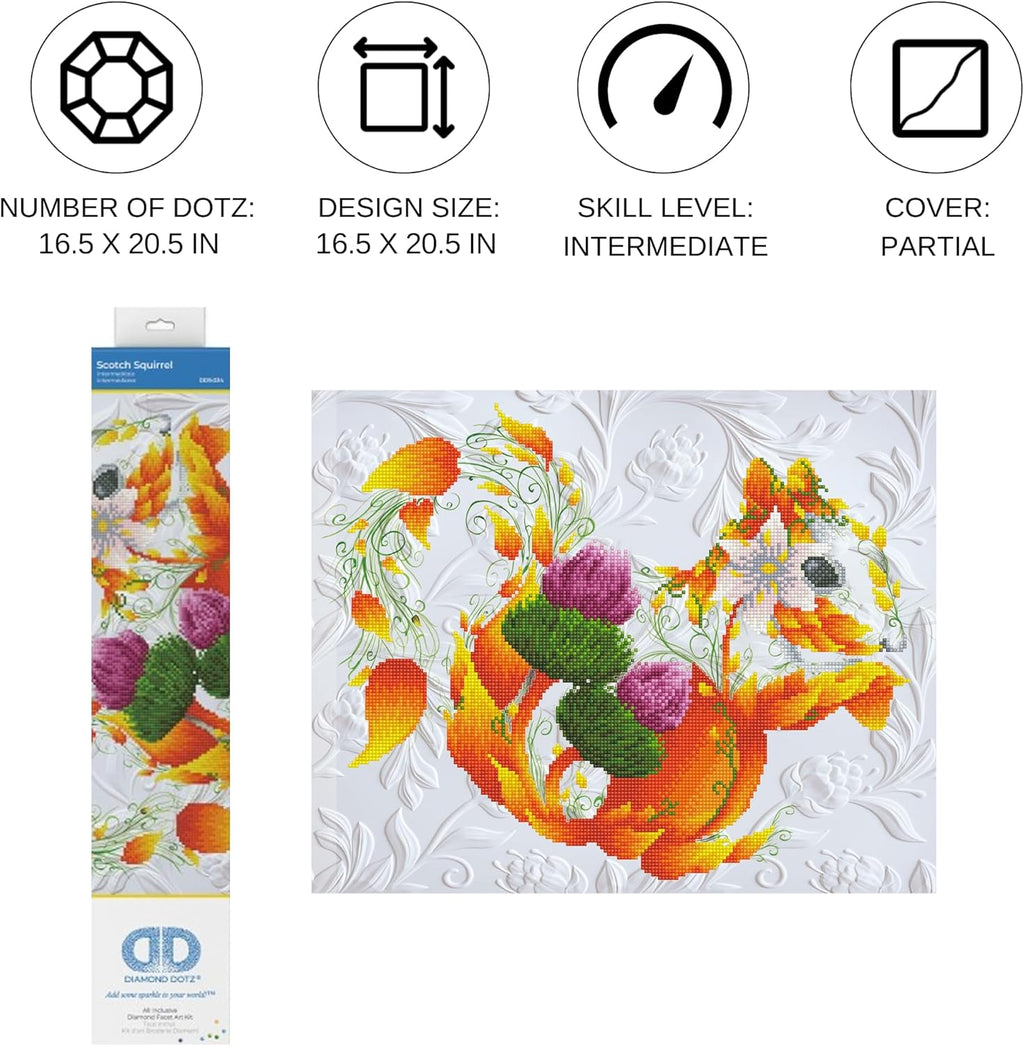 DIAMON DOT Scotc Squirre Anima Diamon Paintin Kit fo Adult Diamon Ar Kit Relaxin Creativ Craf Ki wit Dot Gem 16.5inchx20.5inch