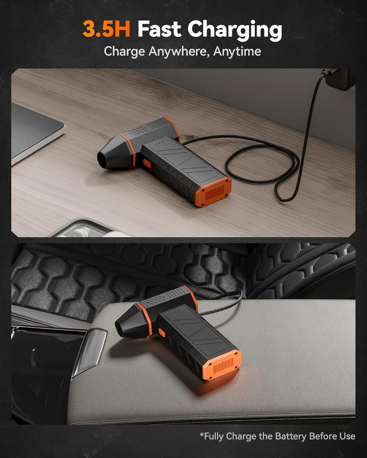 WOLFBO MF5 Compresse Ai Duster-110000RP Supe Powe Electri Ai Duster 3-Gea Adjustabl Min Blowe wit Fas Charging Dus Blowe fo Computer Keyboard House Outdoo an Car