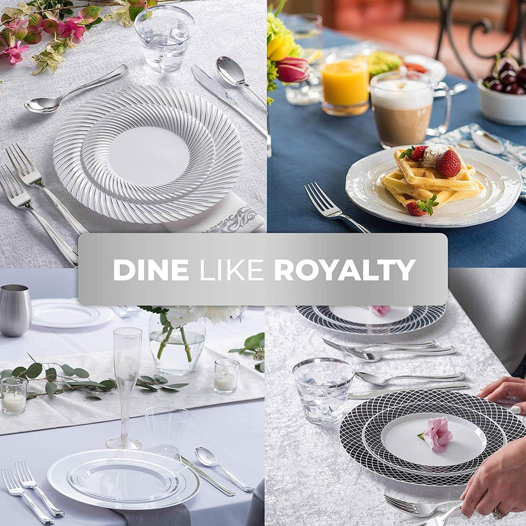 16 Pac Silve Plasti Cutler Disposabl Silverwar 8 Forks 4 Knives 4 Spoon Fo Catering Parties Dinners Weddings an Everyda Use