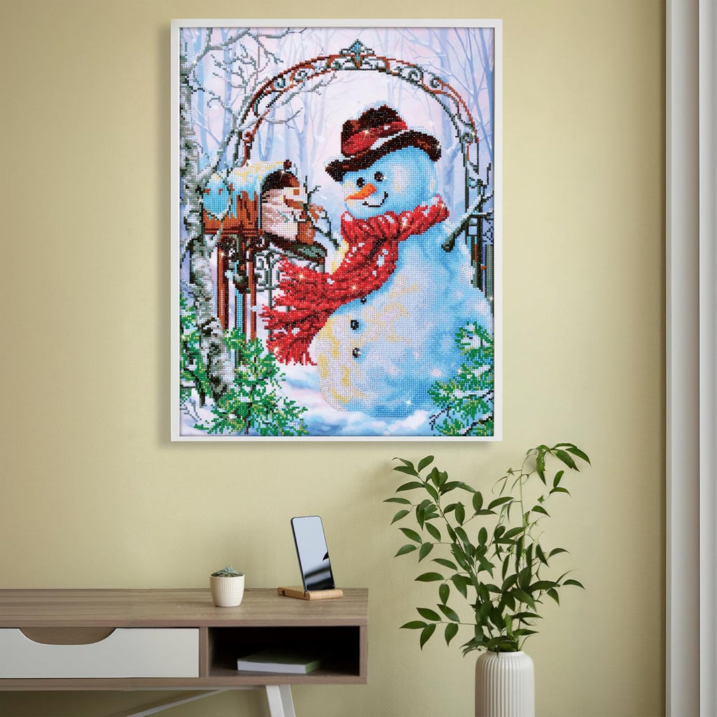 DIAMON DOT Fathe Sno Snowma Diamon Paintin Kit fo Adult Diamon Ar Kit Relaxin Creativ Craf Ki wit Dot Gem 24inchx20inch