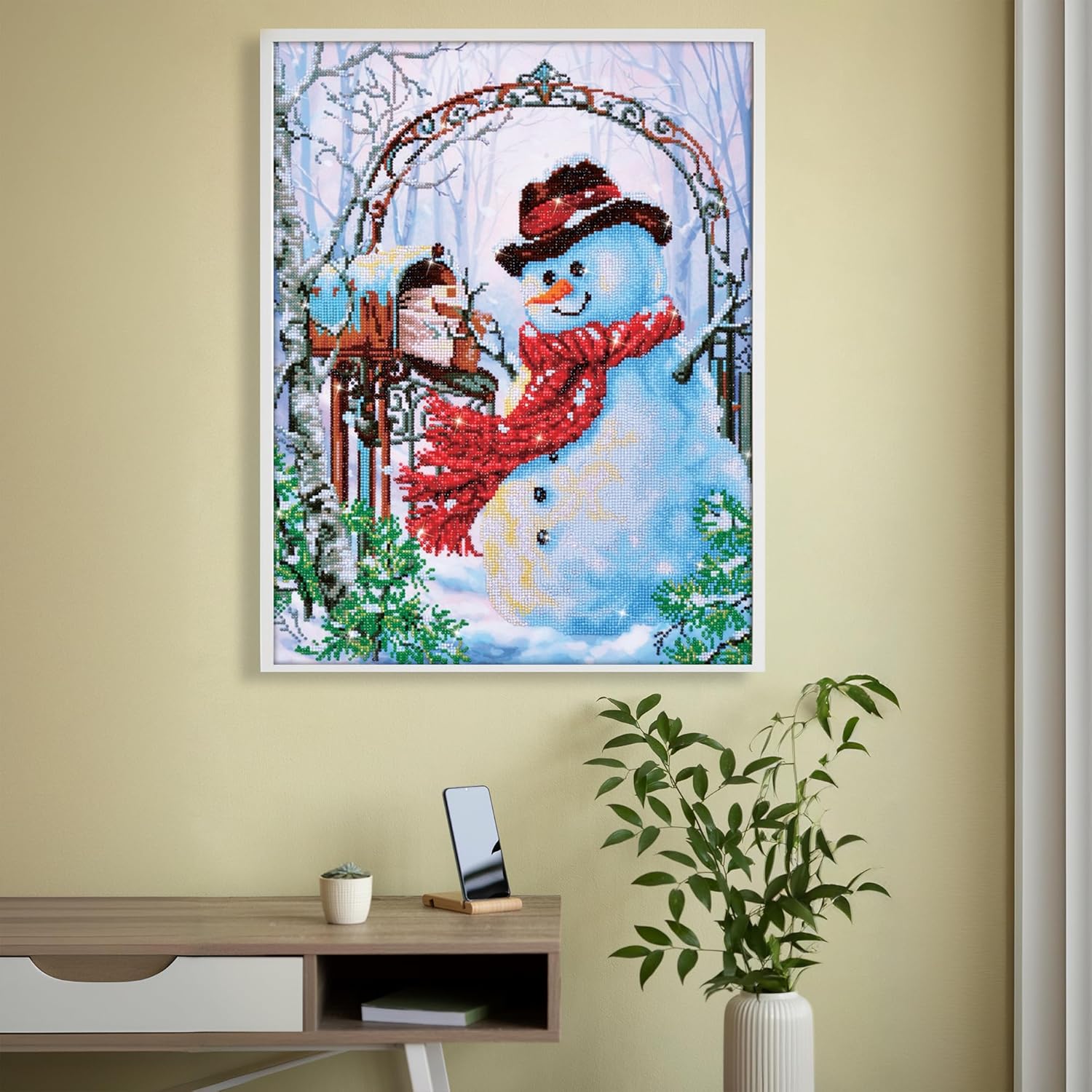 DIAMON DOT Fathe Sno Snowma Diamon Paintin Kit fo Adult Diamon Ar Kit Relaxin Creativ Craf Ki wit Dot Gem 24inchx20inch