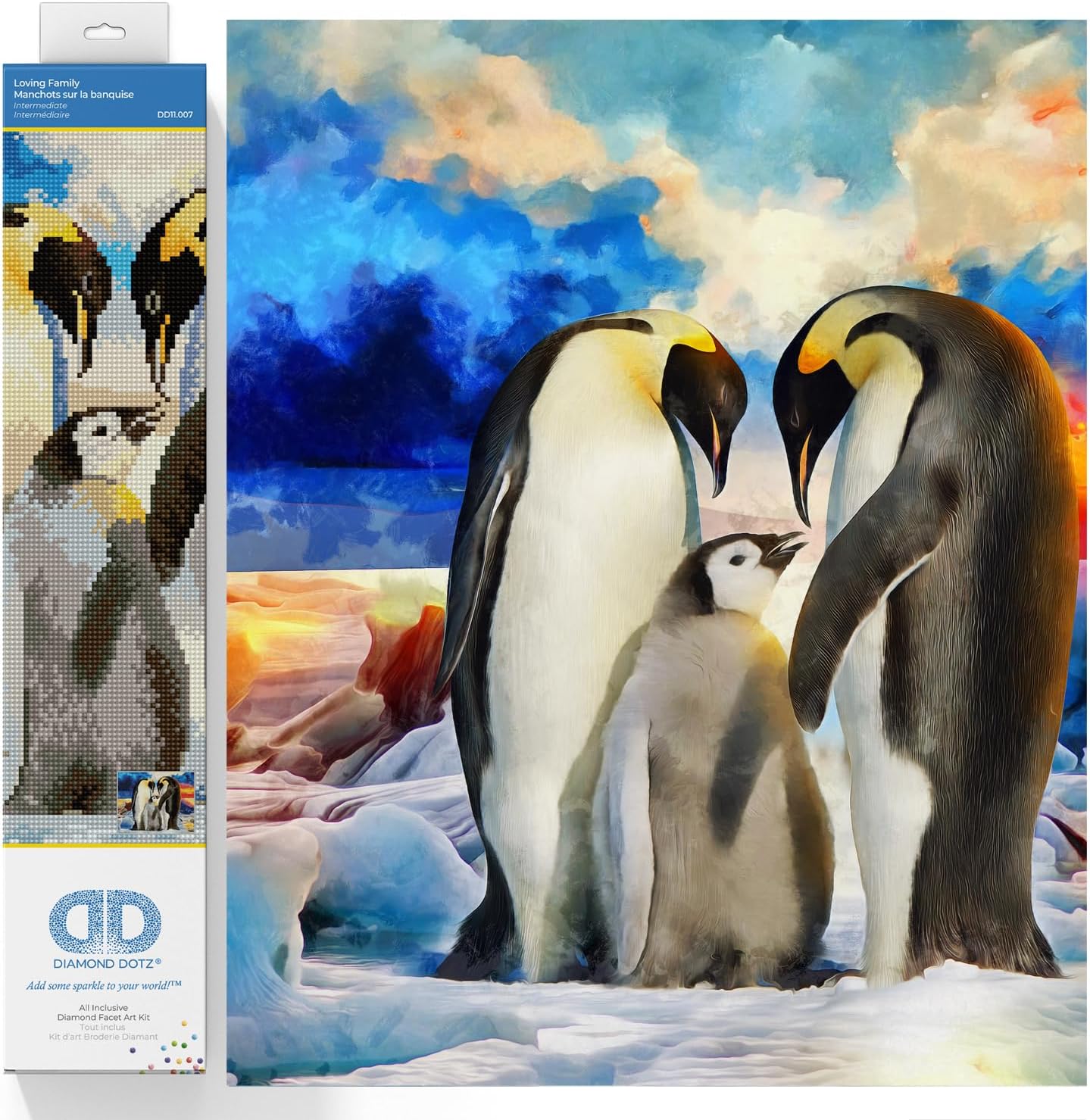 DIAMON DOT Lovin Famil Pengui Diamon Paintin Kit fo Adult Diamon Ar Kit Relaxin Creativ Craf Ki wit Dot Gem 16.5inchx20.5inch