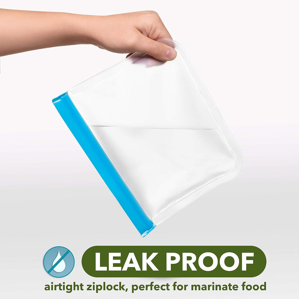 Greenzla Reusable Food Storage Bags - 12 Pack BPA-Free, Extra Thick, Leakproof Freezer Lunch Carriers; 4 Gallon, Sandwich Snack Options - Reusable Lunch Bags