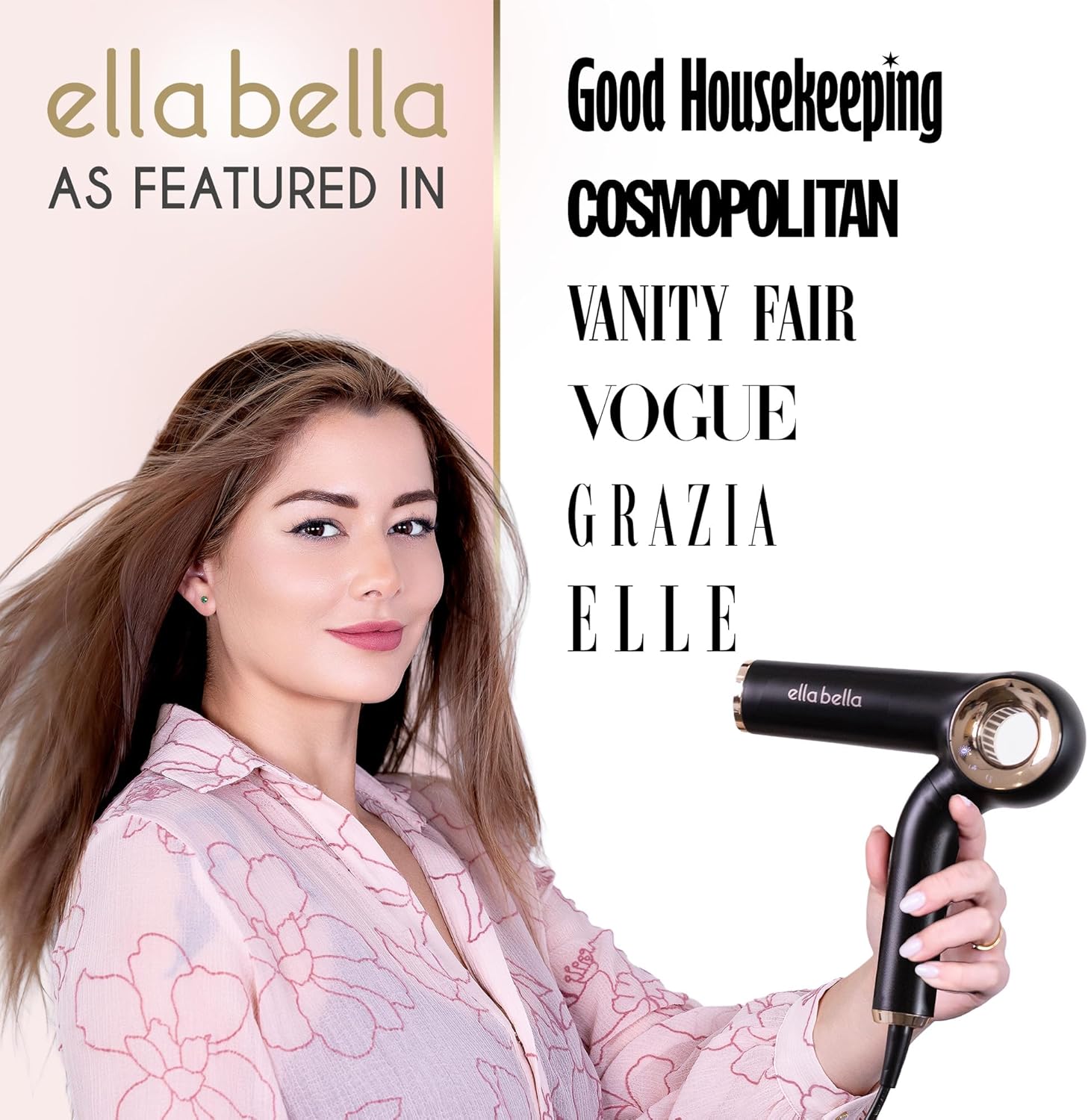 ELL BELLA Professiona Ioni Hai Drye (Foldable Negativ Io Blo Drye Perfec fo Trave Intelligen Hea Contro Rapi Dryin Speed Lightweigh Desig Lo Nois Technology