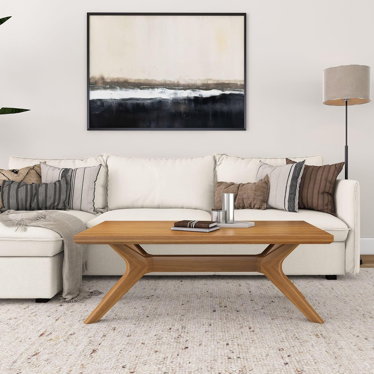 Plank+Bea Cros Le Rectangula Coffe Table 4 Inc Woo Coffe Tabl fo Livin Room Moder Cente Table Cocktai Table Pecan