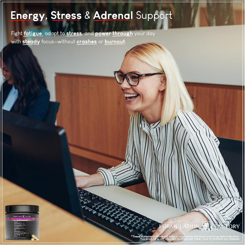 Formulation Factory She's Obsessed: 10-in-1 Hormone Balance Maximizer with Shilajit, Maca, Ashwagandha, DIM, Dong Quai, Zinc & More for Vitality & Balance ¨C 120 Capsules 2 Months
