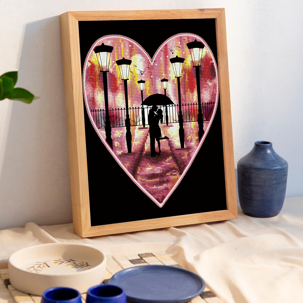 Diamon Dot i Lov Hear Diamon Paintin Kit fo Adult Diamon Ar Kit Relaxin Creativ Craf Ki wit Dot Gem 15.8inchx11.8inch