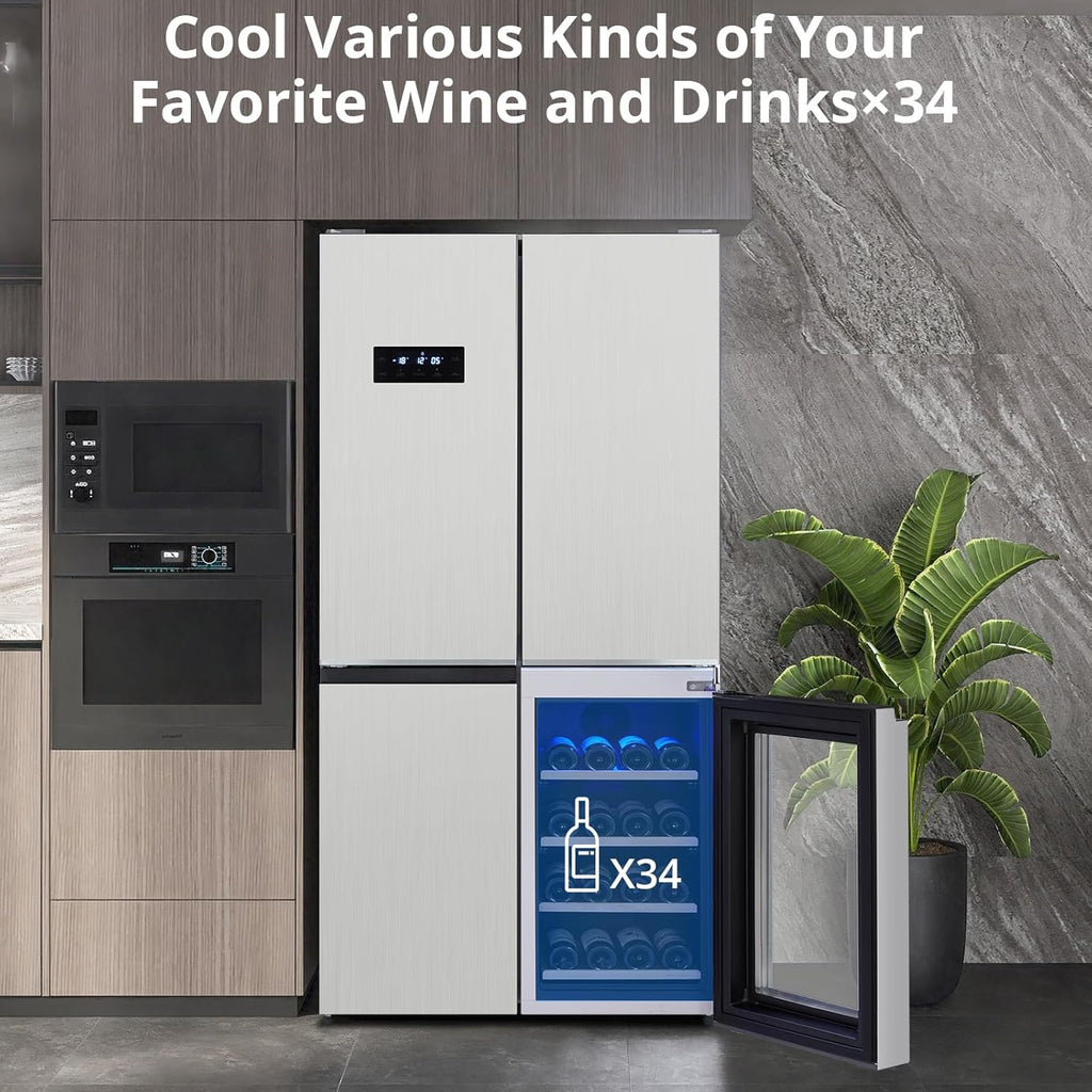 35. i Frenc Doo Refrigerato Doo wit Win Cooler 2 Cu.F Freestandin Counte Dept Fridg wit Freezer Touc Contro Display Fingerprin Resistan Stainles Steel