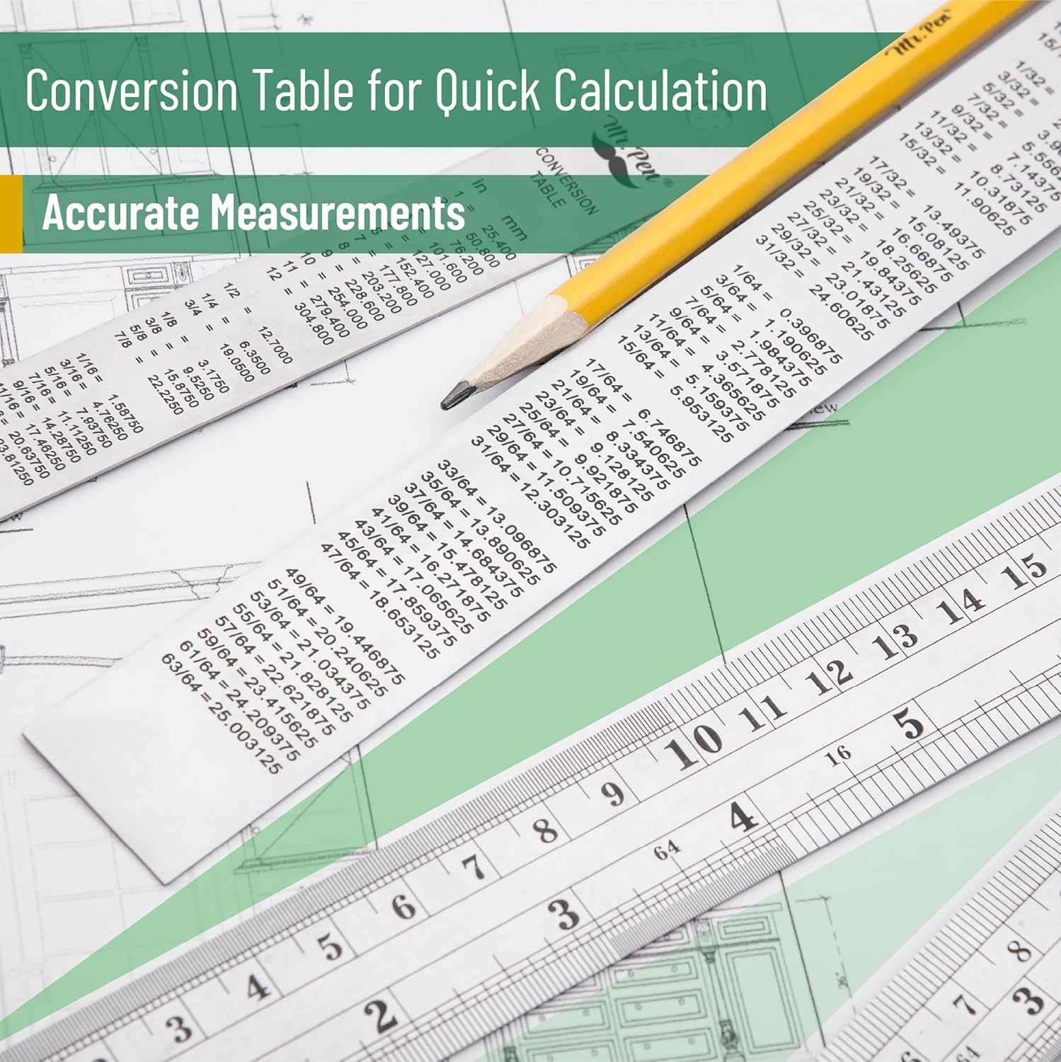 Stainless Steel Ruler, 3 pcs, 6inch, 12inch, 16inch, Imperial Metric Measurements, Metric Metal Ruler Set, Metal Rulers