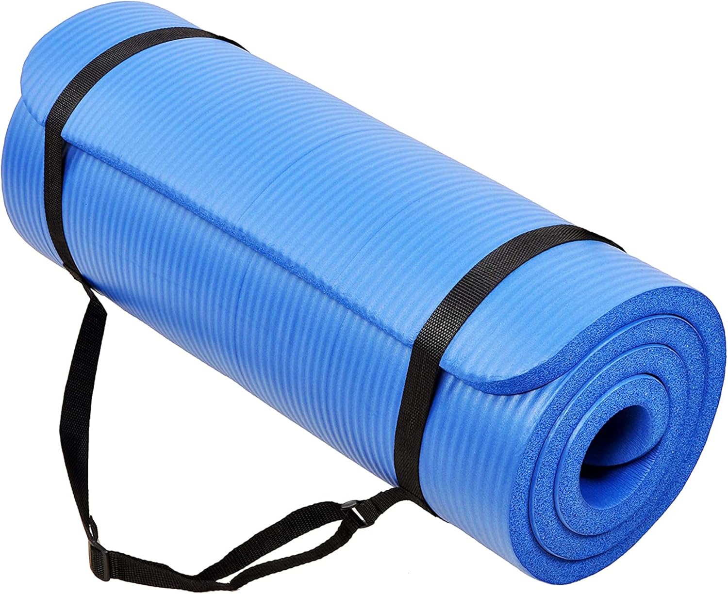 BalanceFrom GoCloud 71x24 Inches Extra Thick Yoga Mat 1-Inch High-Density Foam ¨C Roll-Up Exercise Pad with Double-Sided Non-Slip Surface and Carrying Strap for Pilates and Home Workouts