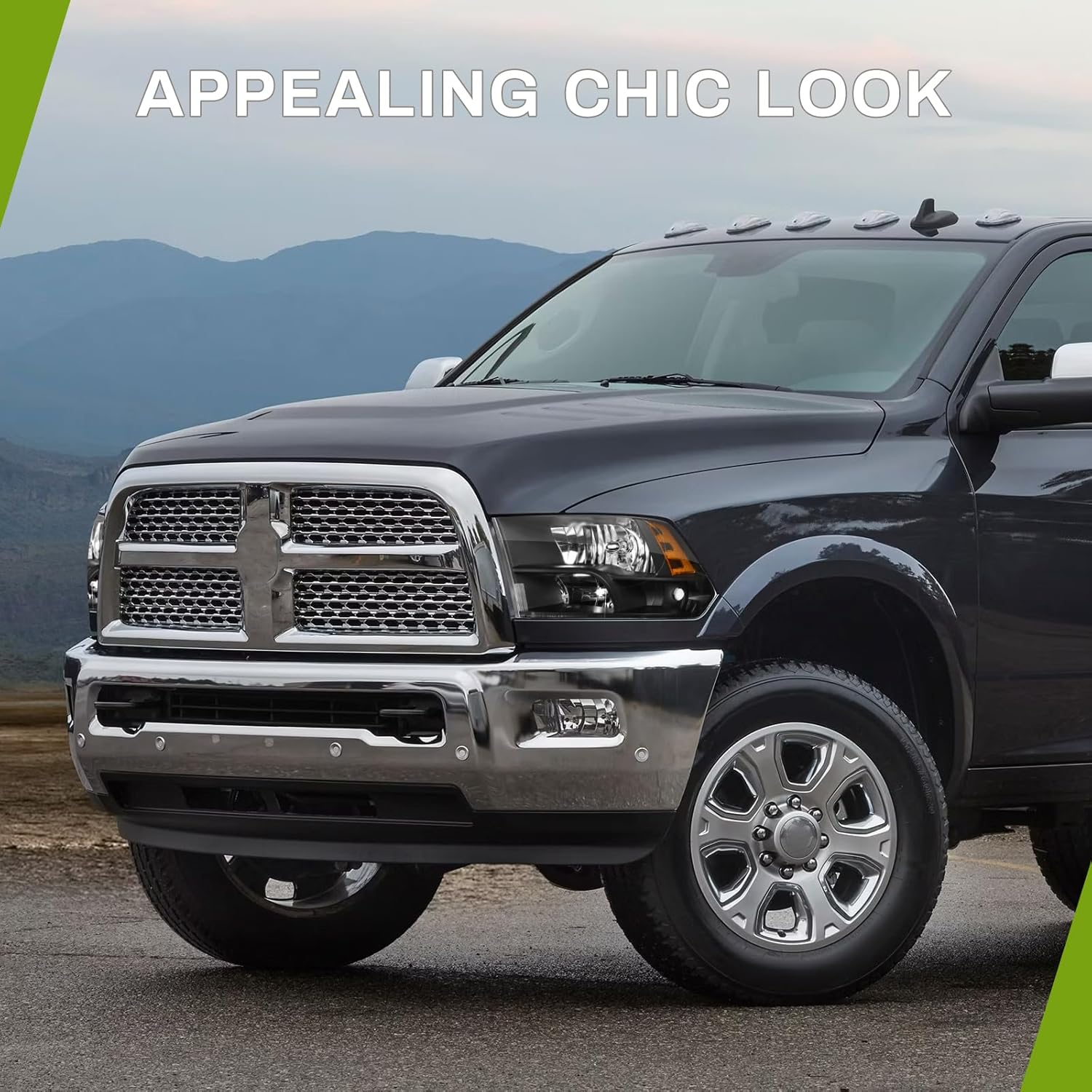 AUTOSAVER88 Headlights Assembly Compatible with 2009-2018 Dodge Ram 1500 2500 3500 Pickup / 2019-2022 Ram 1500 Classic Replacement Headlamp Black Housing (Only for Quad Models)