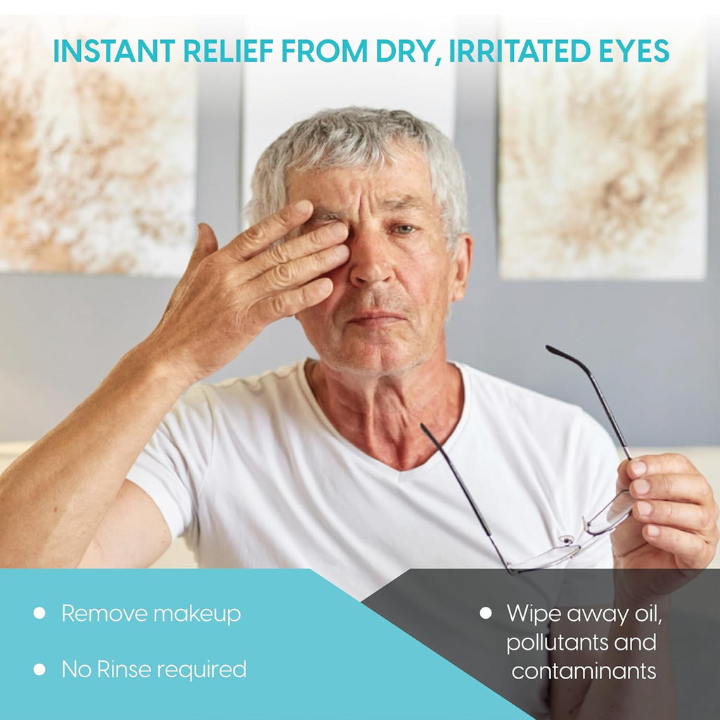 Clear C Eyelid Wipes Pre-Moistened for Dry Eyes ¨C Rinse Free Eye Lid Cleaning Wipes ¨C Individually Wrapped Travel Eye Wipes, 1 Box of 30