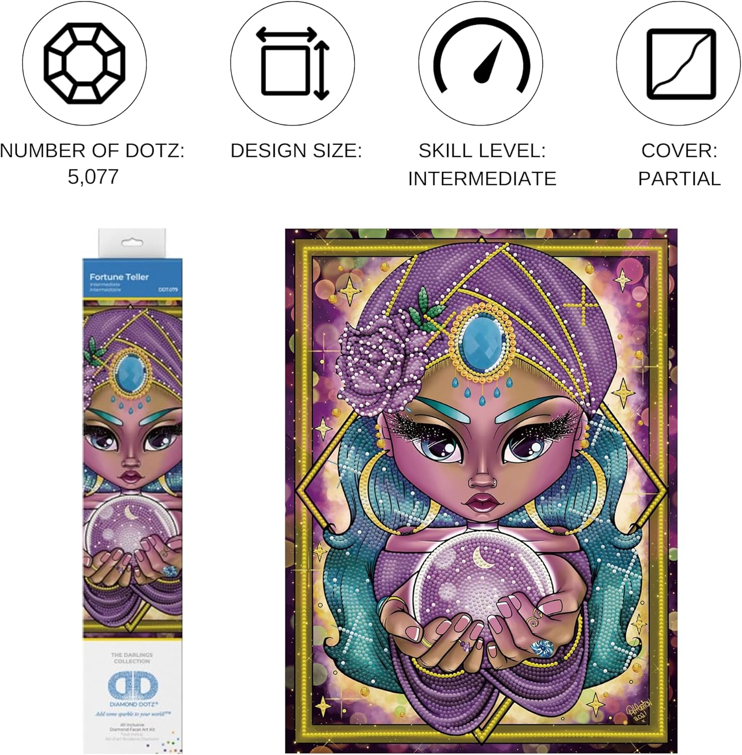 DIAMON DOT Fortun Telle Wome Diamon Paintin Kit fo Adult Diamon Ar Kit Relaxin Creativ Craf Ki wit Dot Gem 15.8inchx11.8inch