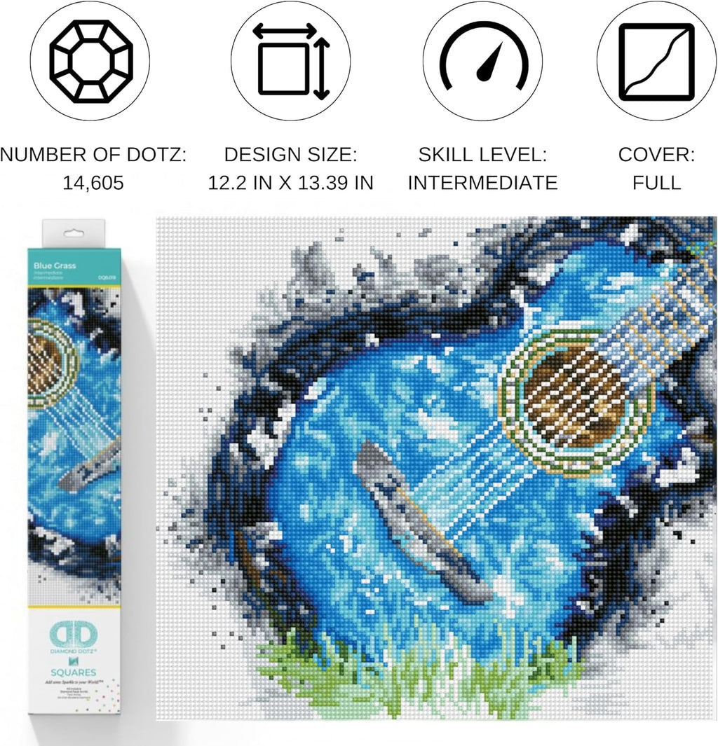 DIAMON DOT Blu Gras Musi Diamon Paintin Kit fo Adult Diamon Ar Kit Relaxin Creativ Craf Ki wit Dot Gem 12.2inchx13.4inch