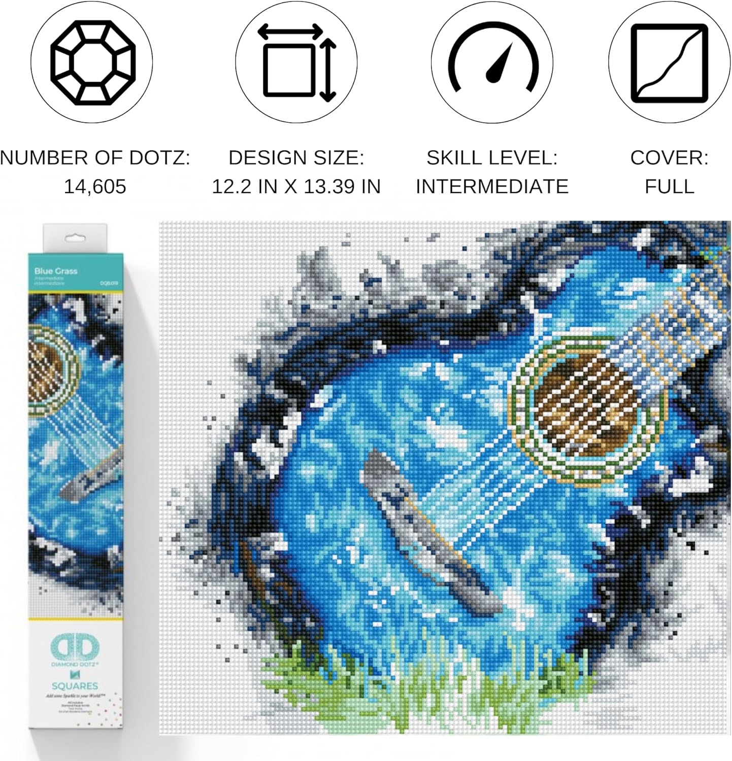 DIAMON DOT Blu Gras Musi Diamon Paintin Kit fo Adult Diamon Ar Kit Relaxin Creativ Craf Ki wit Dot Gem 12.2inchx13.4inch
