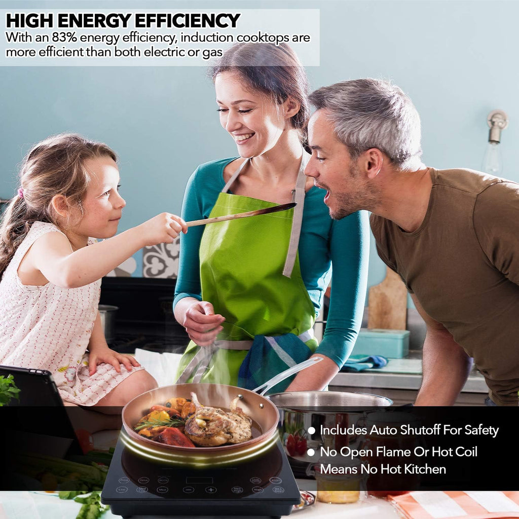 Pro Chef Induction Cooktop, NSF-Certified, Commercial-Grade, Portable, Powerful 1800W, Large 8¡± Heating Coil, 94 Temp Settings 100¡ãF - 575¡ãF in 5¡ãF, Shatter-Proof Ceramic Glass Surface