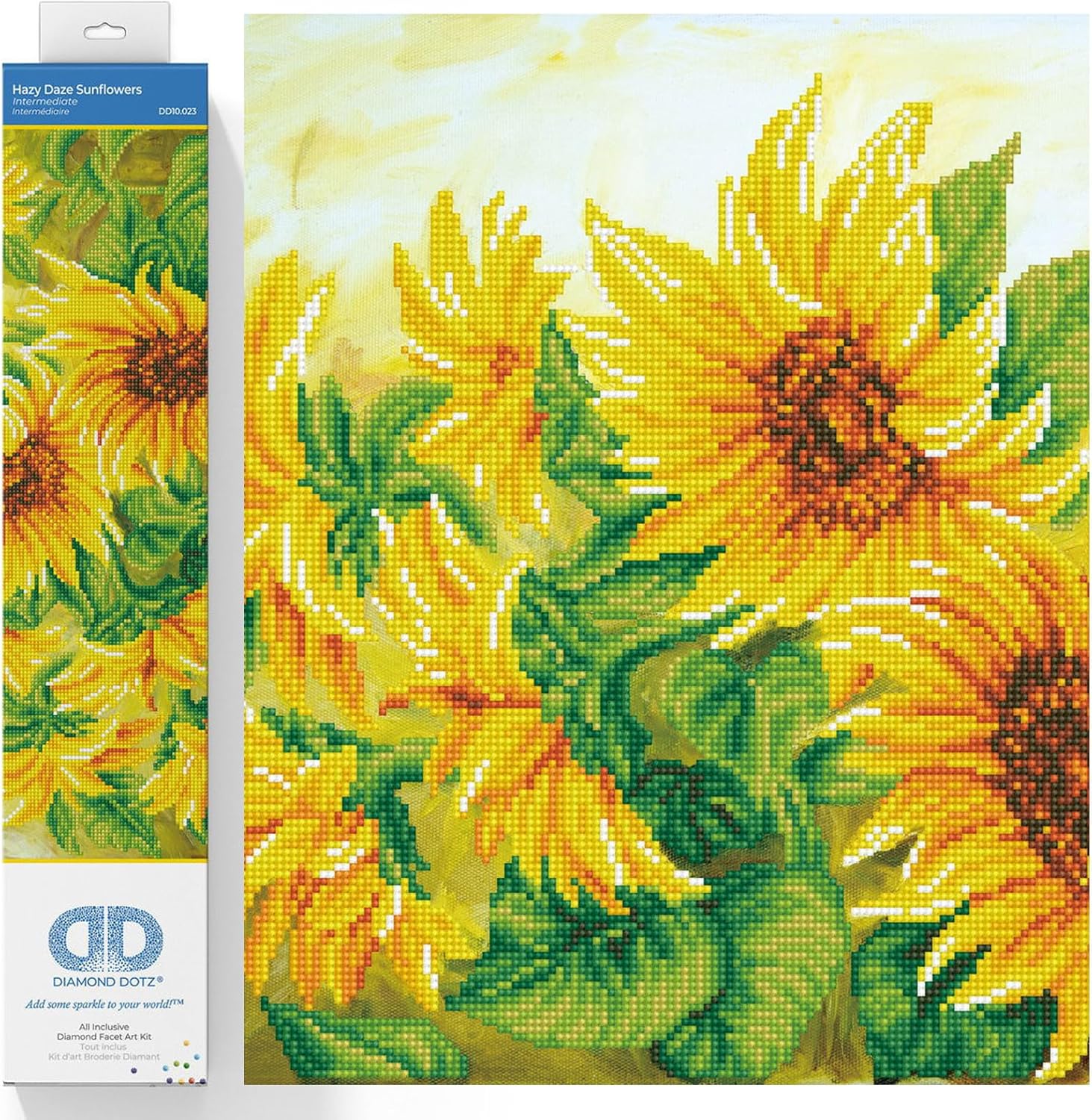 DIAMON DOT Haz Daz Sunflower Diamon Paintin Kit fo Adult Diamon Ar Kit Relaxin Creativ Craf Ki wit Dot Gem 16.1x22.4