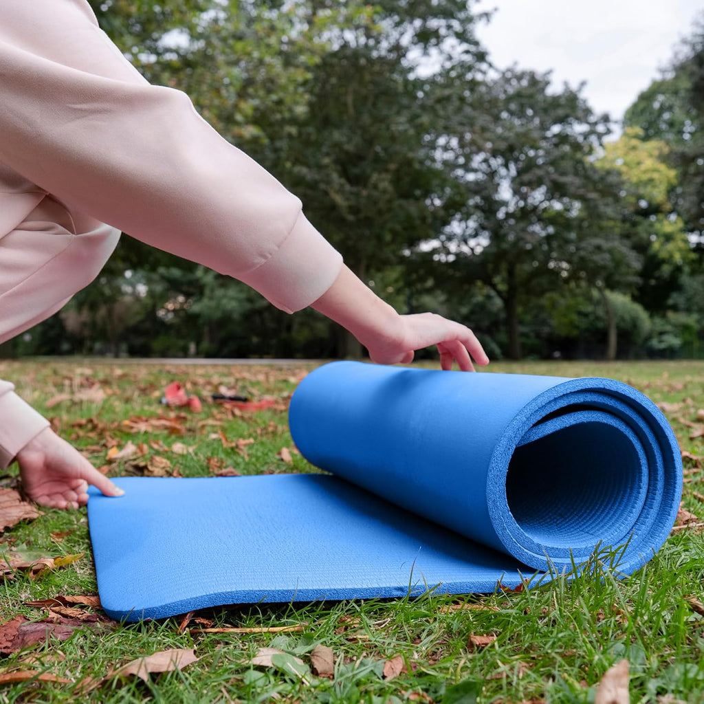 BalanceFrom GoCloud 71x24 Inches Extra Thick Yoga Mat 1-Inch High-Density Foam ¨C Roll-Up Exercise Pad with Double-Sided Non-Slip Surface and Carrying Strap for Pilates and Home Workouts