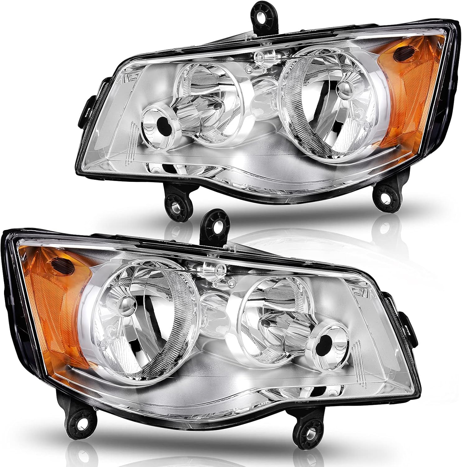DWVO Headlights Assembly Compatible with 2011-2020 Dodge Grand Caravan 2008-2016 Chrysler Town & Country Headlamp Replacement Pair Driver and Passenger Side