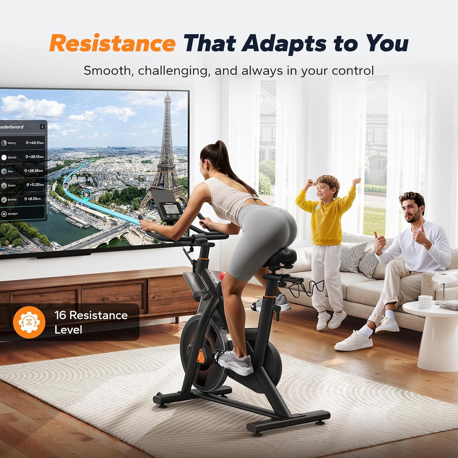 Merac Exercis Bik wit Inclin Decline Stationar Bik fo Hom Gy Fitness Automate Magneti Resistance Indoo Workou Bik wit Self-Develope App 35 lb Weigh Capacit 4 lb Flywheel