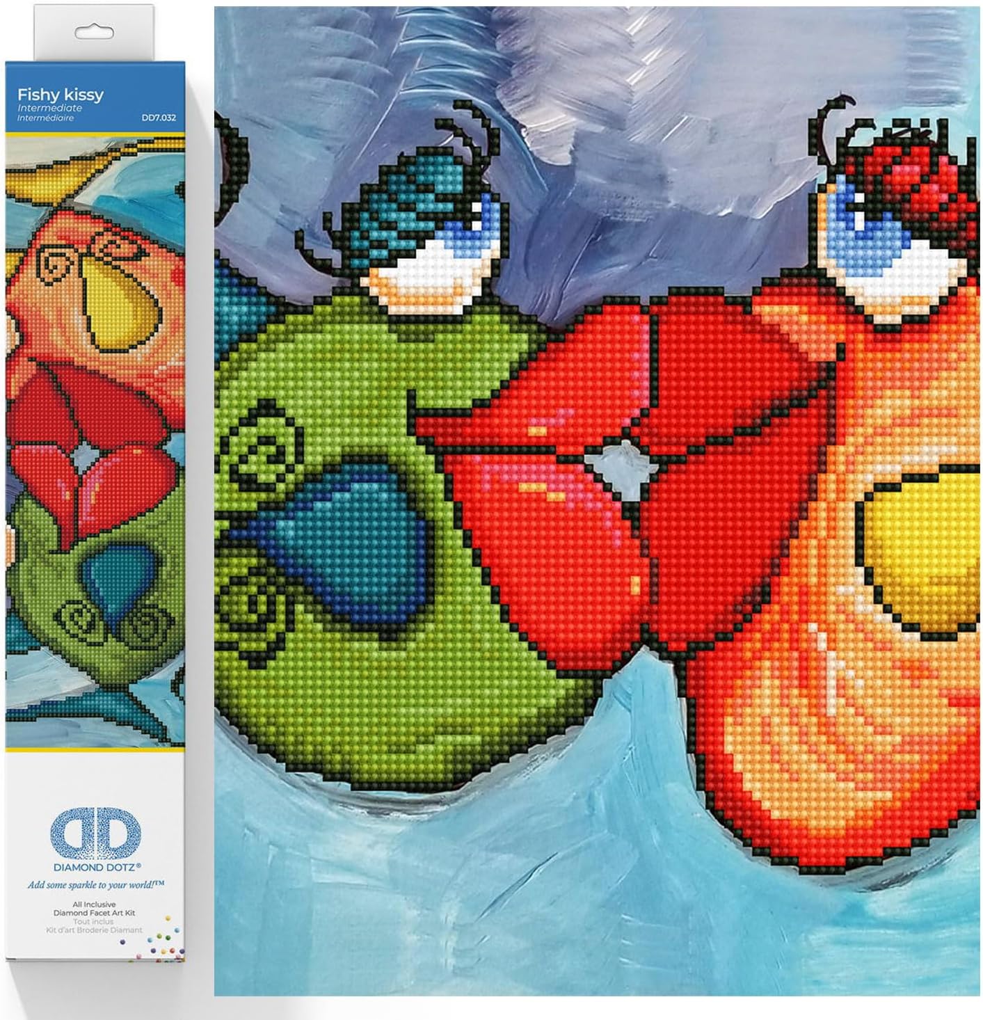 DIAMON DOT Fish Kiss Fis Diamon Paintin Kit fo Adult Diamon Ar Kit Relaxin Creativ Craf Ki wit Dot Gem 11.8inchx16.5inch