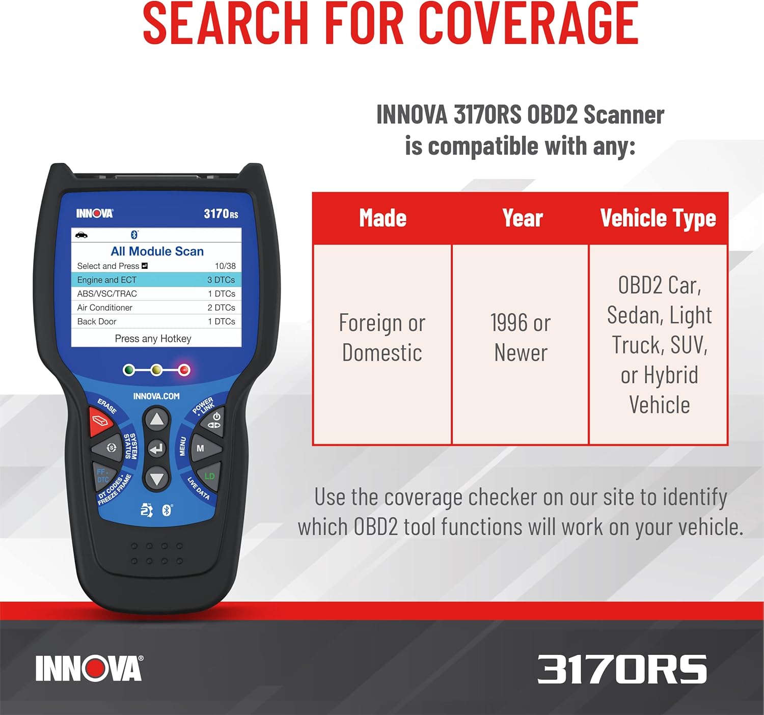 INNOV 3170R OBD OBD Scanner AB Bleede Sca Tool OBD Diagnostic Calipe Service Brak Pa Life Read/Eras ABS/SR Codes Rese Oi Light Liv Data Update Included