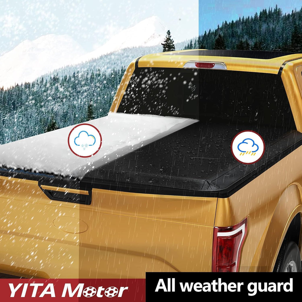 YITAMOTOR Soft Tri-fold Truck Bed Tonneau Cover Compatible with 2015-2025 Ford F-150 5.5 ft bed