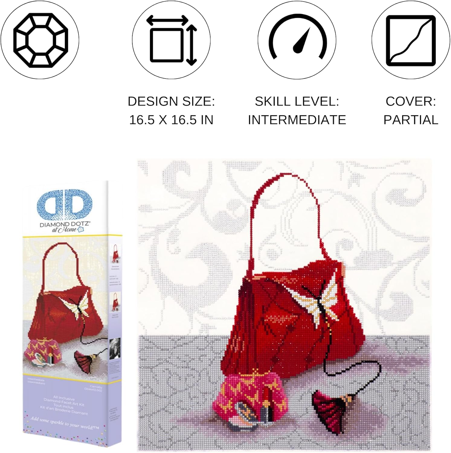 DIAMON DOT a Hom Carnaby Partia Drill Roun Dotz Diamon Paintin Kits Diamon Ar Kit fo Adults Ge Art Diamon Art 16.5inchx16.5inch
