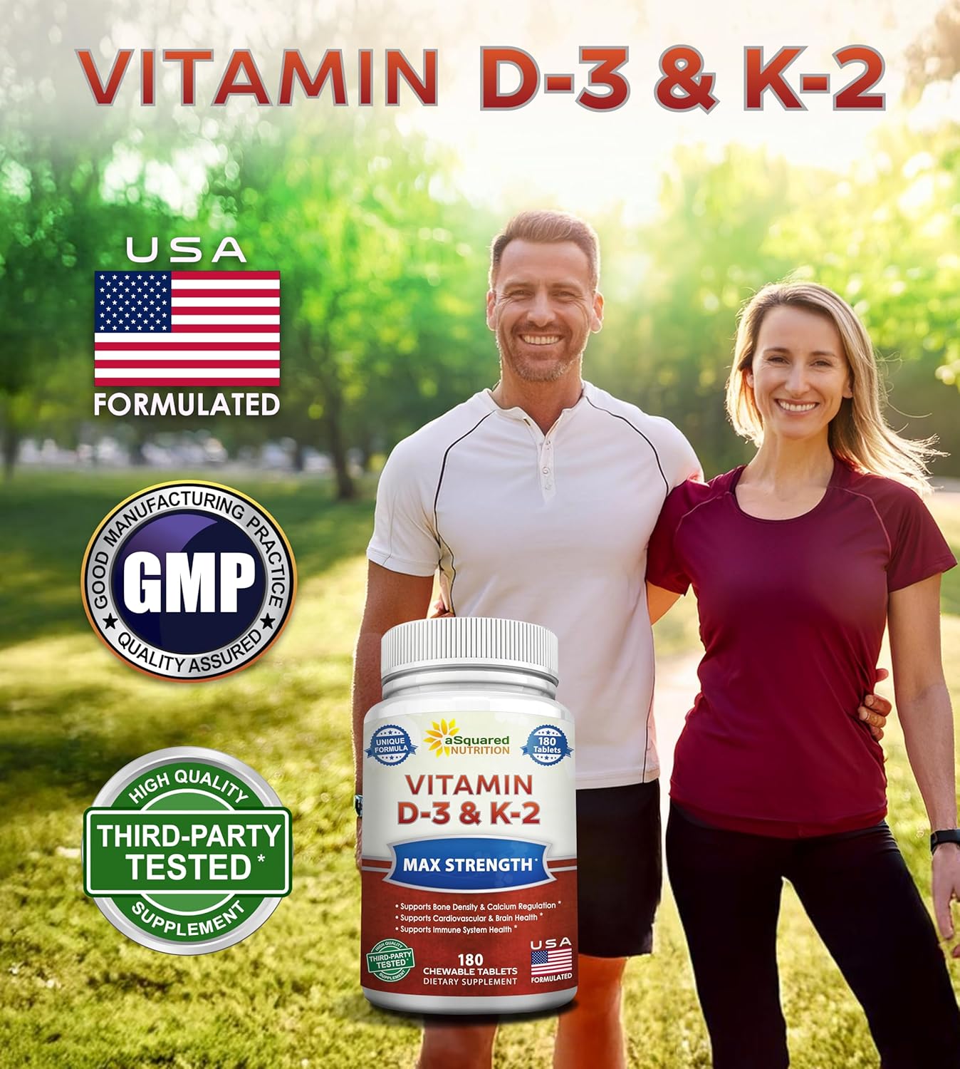 aSquare Nutritio Vitami D wit K Supplement-18 Chewabl Tablets Ma Strengt D- Cholecalcifero K- MK t Suppor Health Bones Teeth Hear -Antioxidan D K MK- Energ Formul Adults