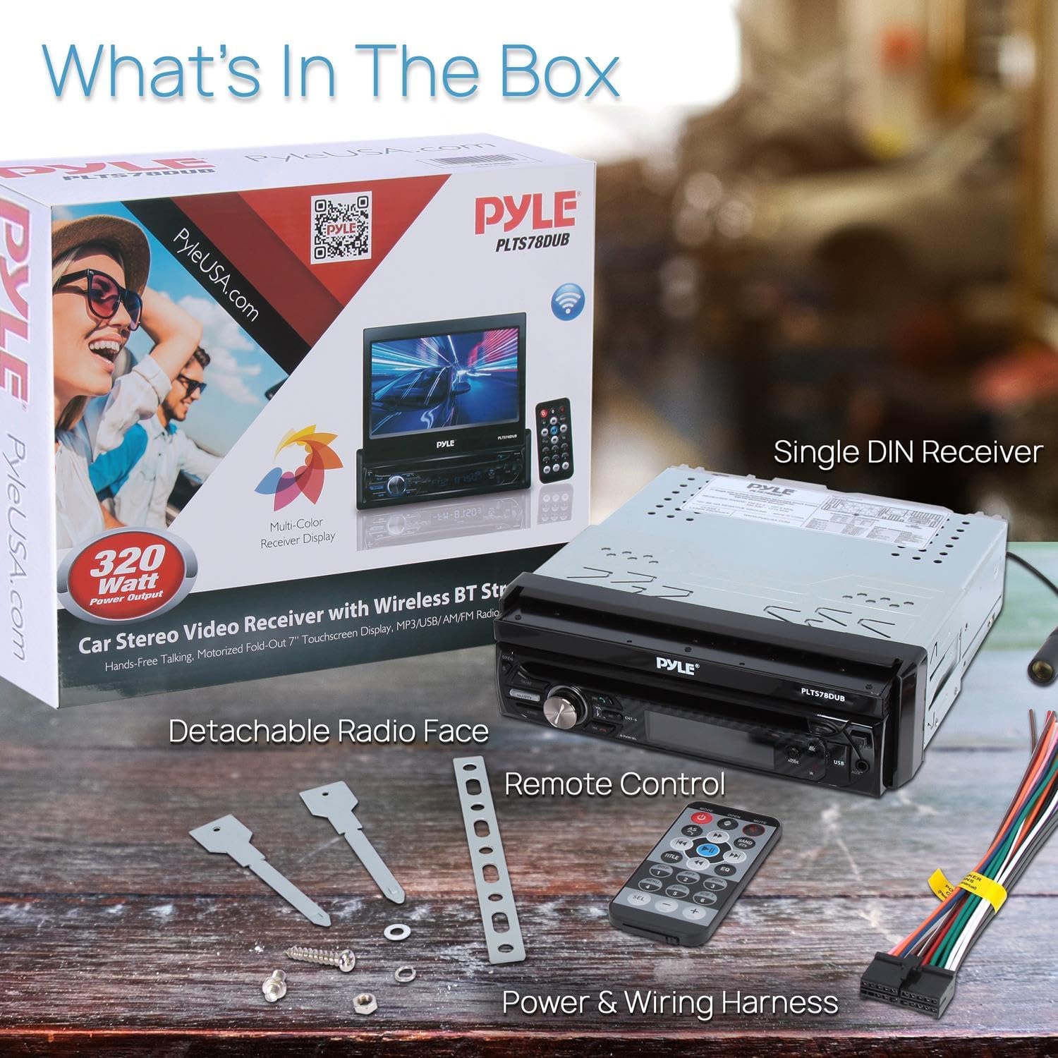 Pyl Singl DI Ca Stere Receive 7inc Touchscree Display CD/DV Player Bluetoot Audi Hands-Fre Calling In-Das Multimedi System AM/F Radio an 320 Powe (PLTS78DUB)
