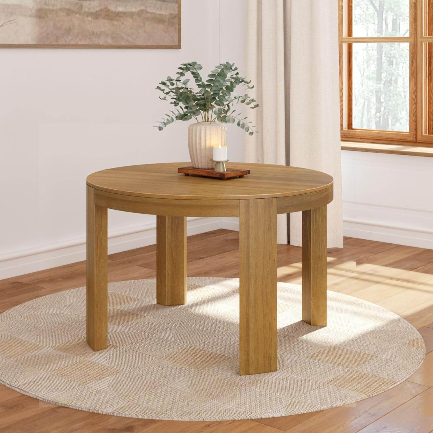 Plank+Bea Contou Roun Dinin Table 4 Inc Kitche Table Soli Woo Dinne Table Kitche Dinett Table Pecan