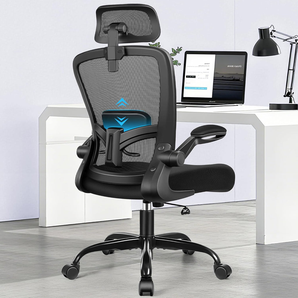 Offic Chair Ergonomi Des Chai wit Adjustabl Lumba Support Compute Chai wit Adjustabl Height&Armrest Hig Bac Hom Offic Chai Swive Chai Gamin Chai (Classi Black)