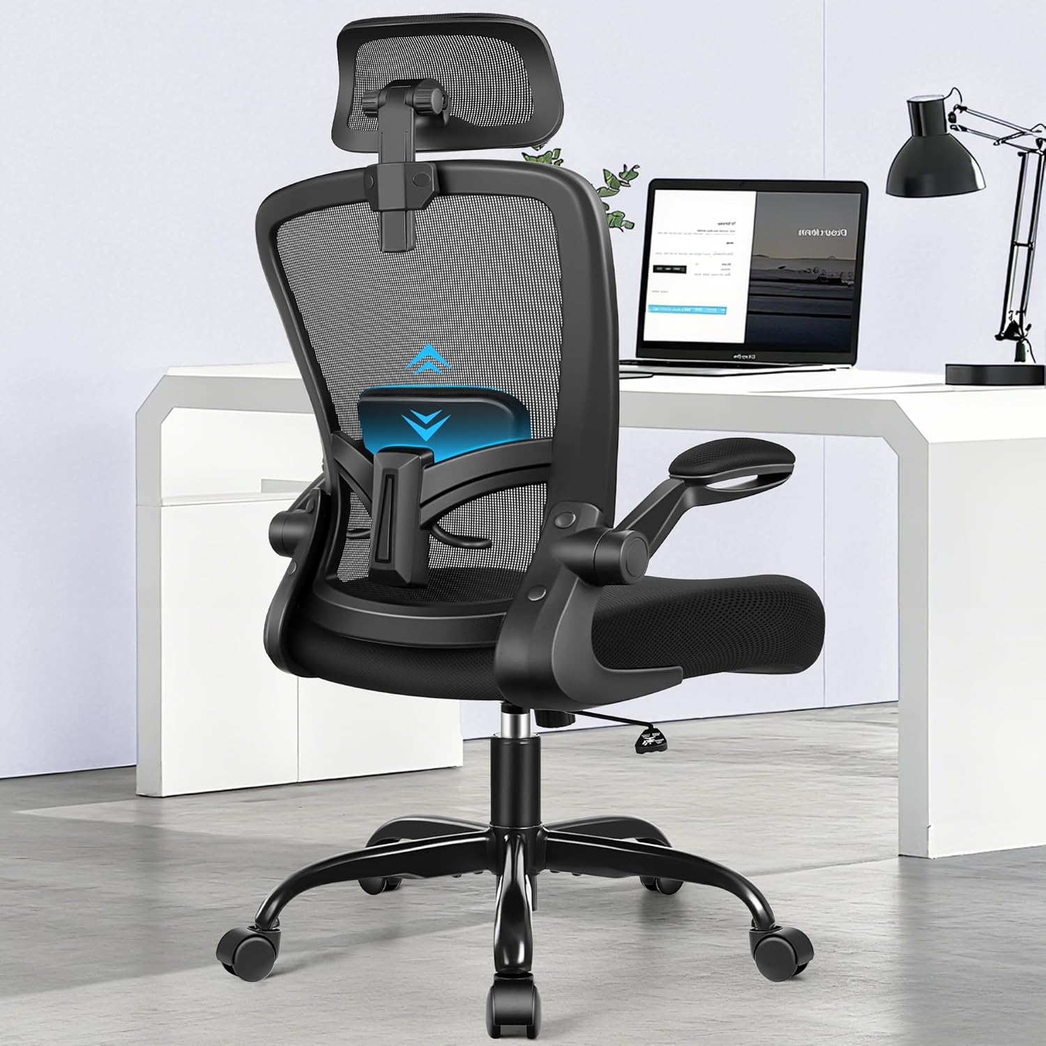Offic Chair Ergonomi Des Chai wit Adjustabl Lumba Support Compute Chai wit Adjustabl Height&Armrest Hig Bac Hom Offic Chai Swive Chai Gamin Chai (Classi Black)