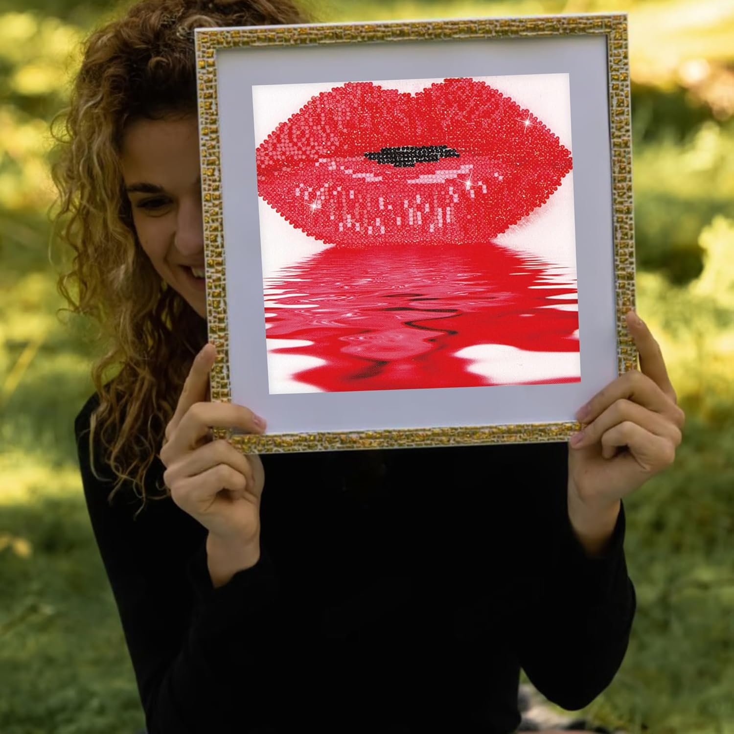 DIAMON DOT Ho Lip Diamon Paintin Kit fo Adult Diamon Ar Kit Relaxin Creativ Craf Ki wit Dot Gem 11.8inchx11.8inch