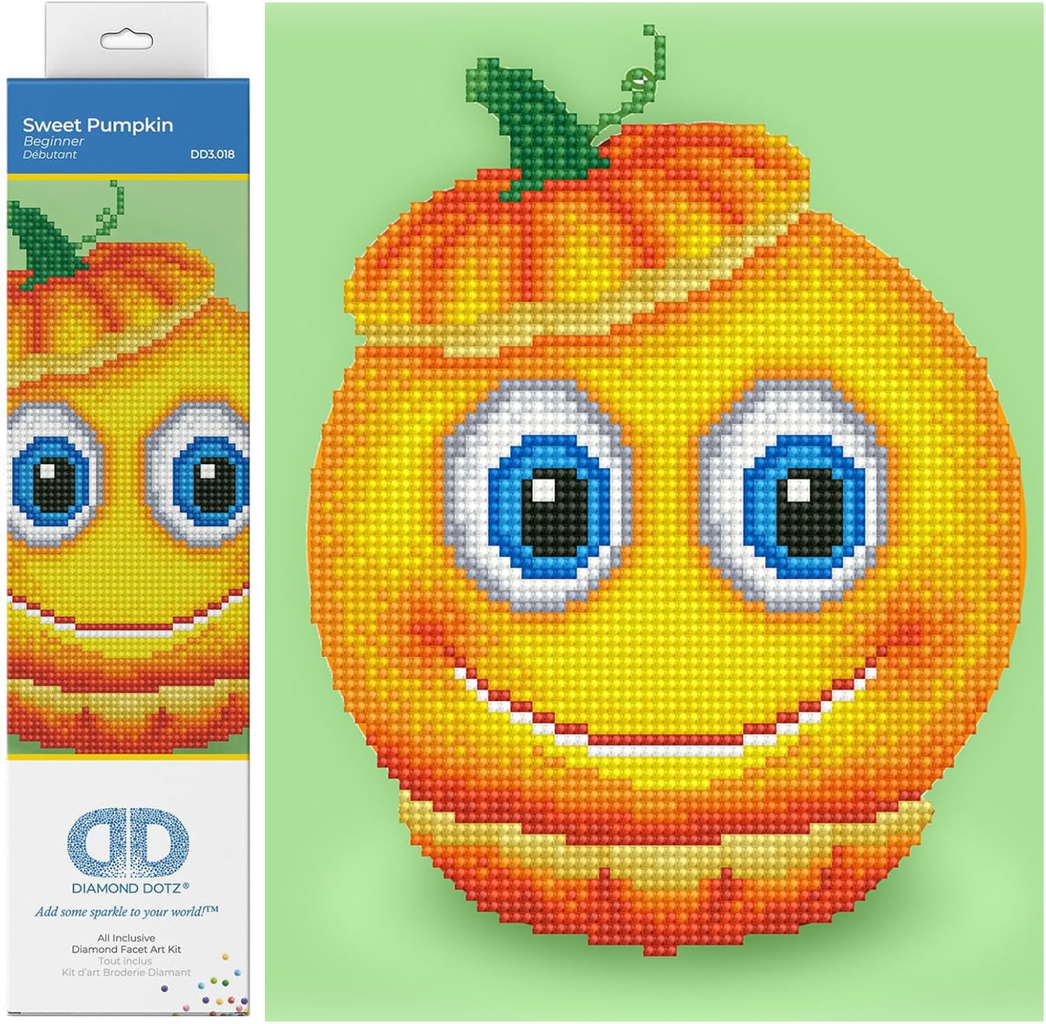 DIAMON DOT Swee Pumpki Emoj Diamon Paintin Kit fo Adult Diamon Ar Kit Relaxin Creativ Craf Ki wit Dot Gem 9.5inchx10.2inch