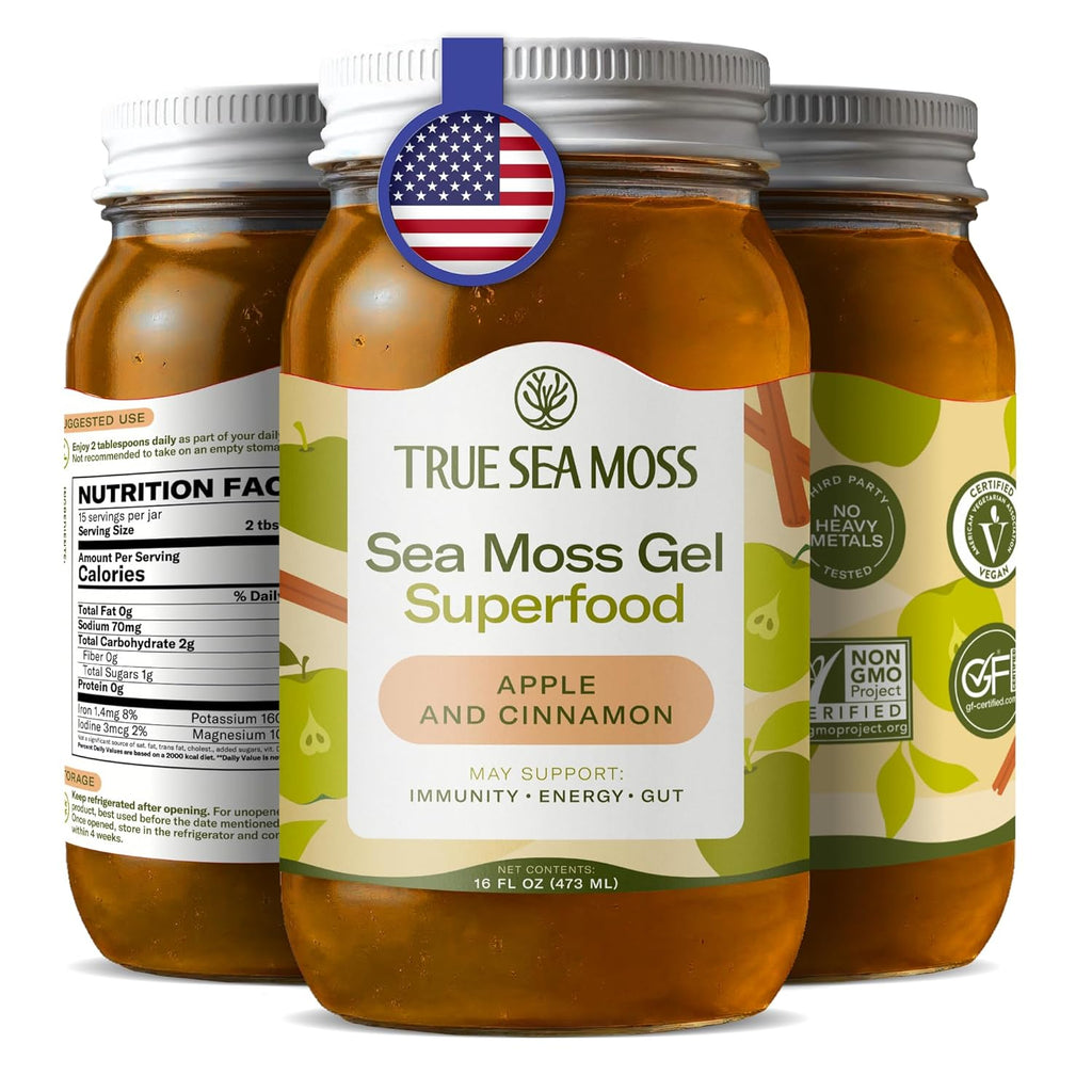 TrueSeaMoss Sea Moss Gel ¨C Made in USA ¨C Wildcrafted Seamoss, Fruits Jarred Vegetables ¨C Apple/Cinnamon, Pack of 1 (Labels may Vary)
