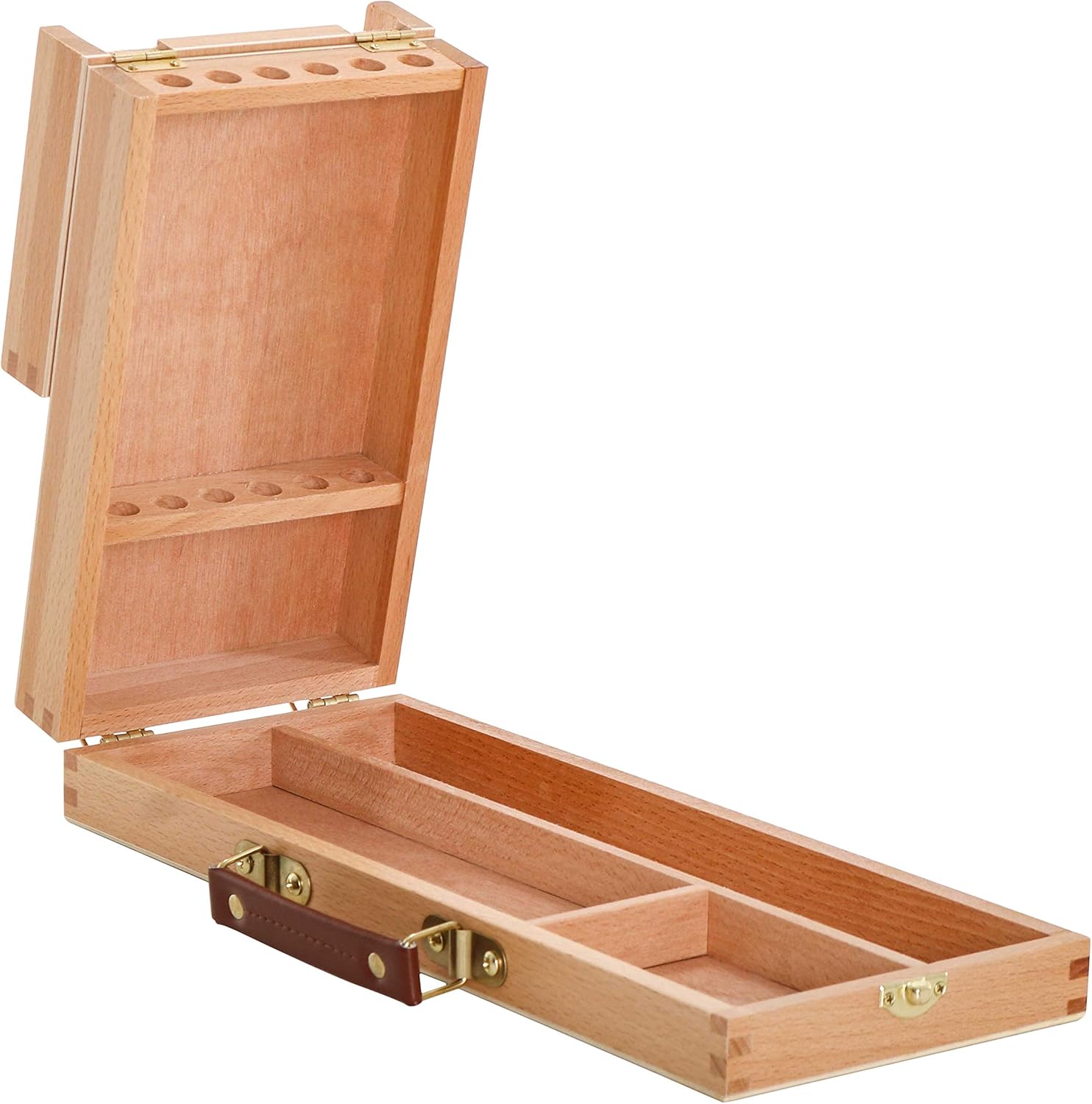 U.S Ar Suppl Multi-Functio Fli Ope Artis Suppl Bo wit Lockin Clasp Woode Ar Bo fo Artis Supplies Brushes Pencils Erasers Too Storag Organize Cas t Protec an Transport
