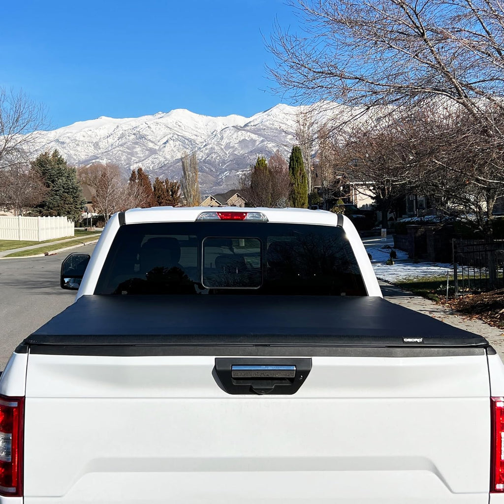 Soft Quad Fold Truck Bed Tonneau Cover Fits for Dodge Ram 1500 Classic 2002-2023, Fits for Dodge Ram 2500 3500 2003-2025 8 Ft Bed w/o Rambox