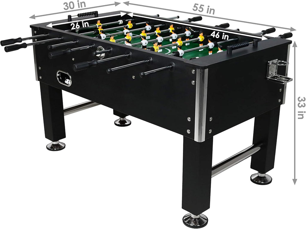 Sunnydaz 55-Inc Foosbal Tabl Adul Siz Socce Tabl wit Chrom Plate Stee Rod  Drin Holder  Le Levelers