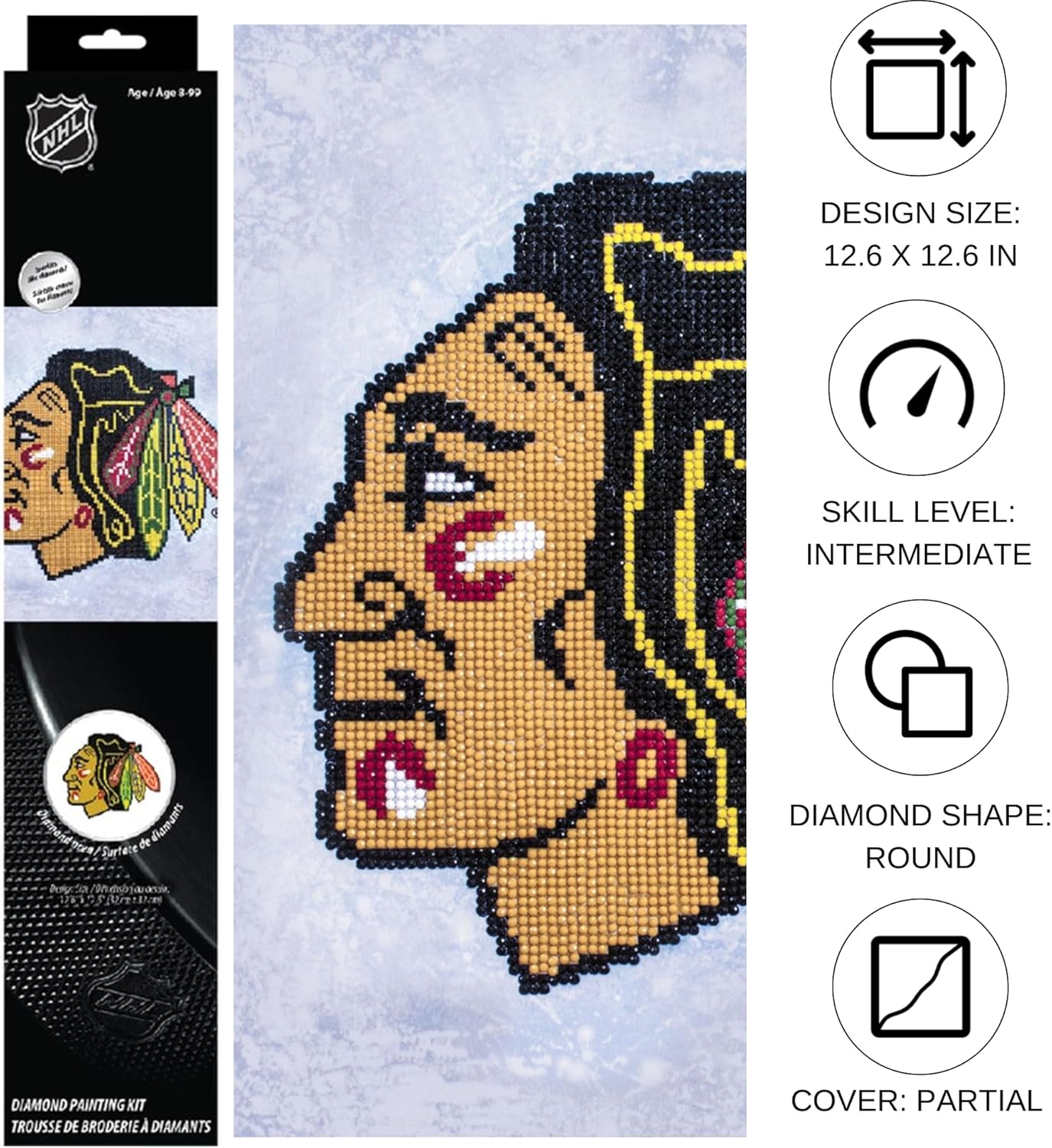 DIAMON DOT NH Chicag Blackhawk Diamon Paintin Kit fo Adult Diamon Ar Kit Relaxin Creativ Craf Ki wit Dot Gems
