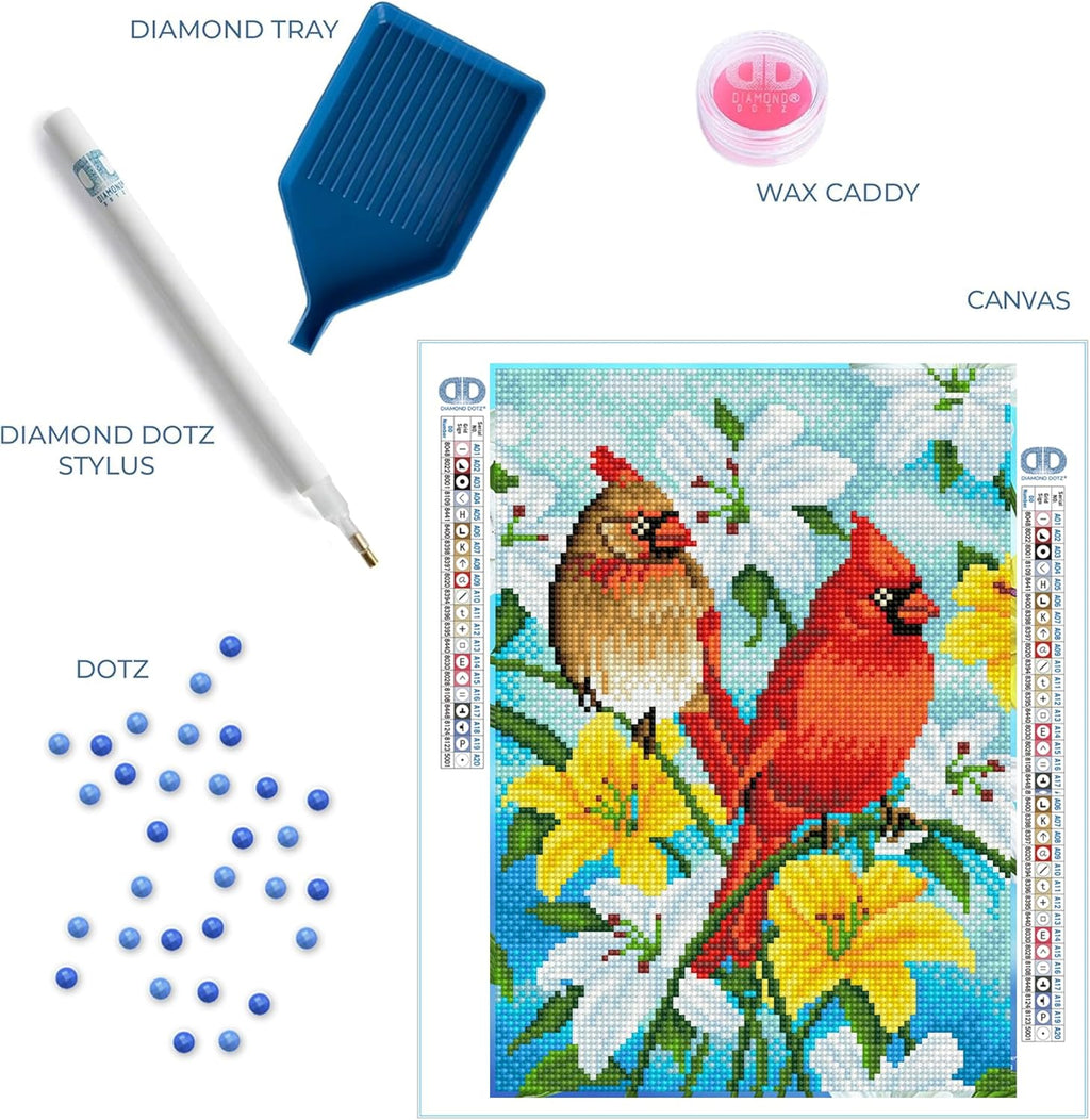 DIAMON DOT Cardina Famil Bird Diamon Paintin Kit fo Adult Diamon Ar Kit Relaxin Creativ Craf Ki wit Dot Gem 13.8inchx9.8inch