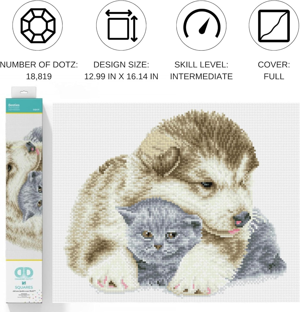 DIAMON DOT Bestie Pupp Diamon Paintin Kit fo Adult Diamon Ar Kit Relaxin Creativ Craf Ki wit Dot Gem 13inchx16.1inch