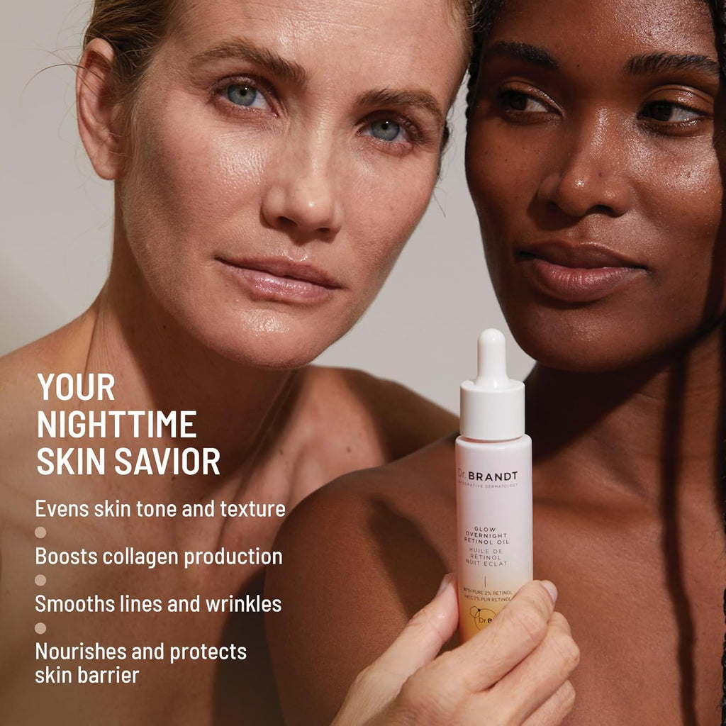 Dr. Brandt Bright This Way Glow Overnight Retinol Oil - Pure 2% Retinol Improves Wrinkles, Lines Skin Texture - 1 fl oz