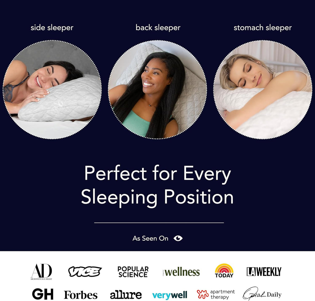 Honeyde Essenc Sid Pillow Th Ultimat Luxur Nec Pillow Full Adjustabl Suppor fo Nec Pai Relief Mad i USA Enhanced Hypoallergeni Patente Coolin Pillo Fil Quee (Pac o 1)