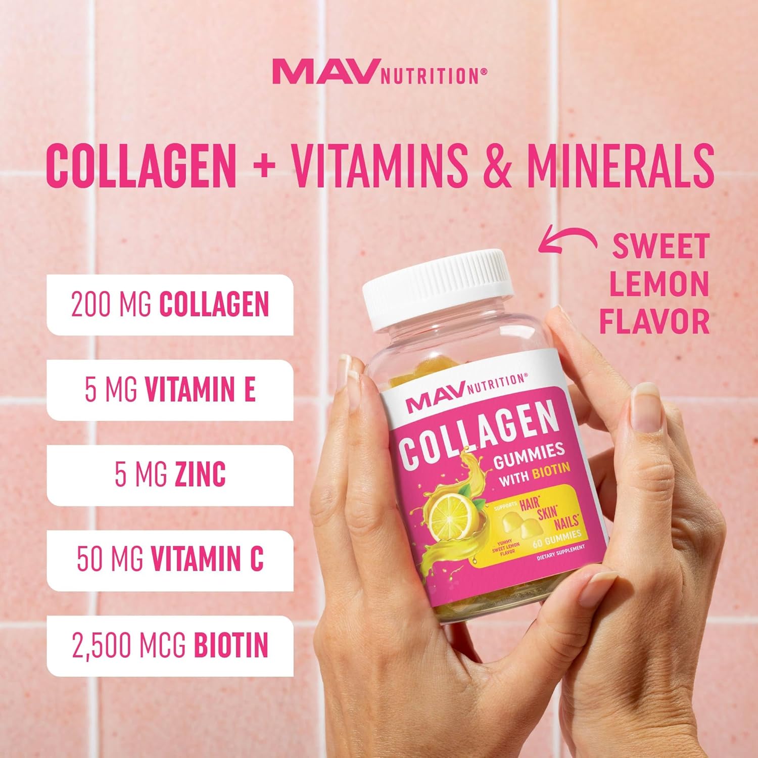 Collage Gummie fo Wome 200m Hydrolyze Collage 2500mc Biotin Wit Vitami C Zin Ant Aging Hai Growth Skin Stron Nail Non-GM Gumm Vitami Supplement 6 Count