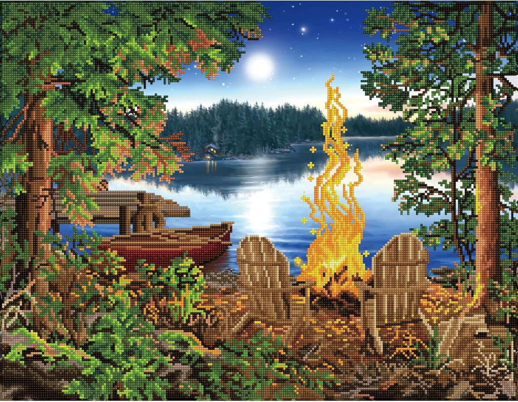 DIAMON DOT Lakesid Re Cano Diamon Paintin Kit fo Adult Diamon Ar Kit Relaxin Creativ Craf Ki wit Dot Gem 20.1x26