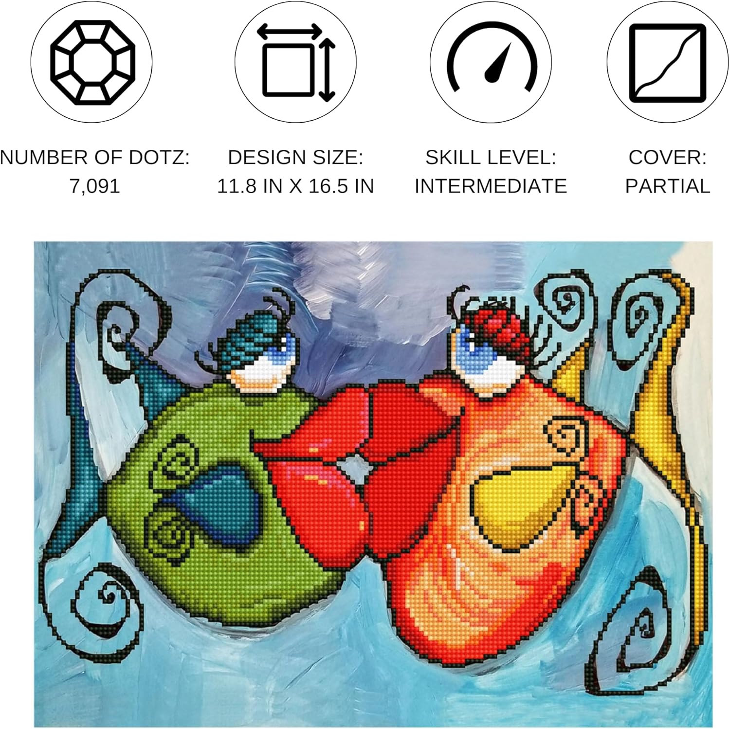 DIAMON DOT Fish Kiss Fis Diamon Paintin Kit fo Adult Diamon Ar Kit Relaxin Creativ Craf Ki wit Dot Gem 11.8inchx16.5inch