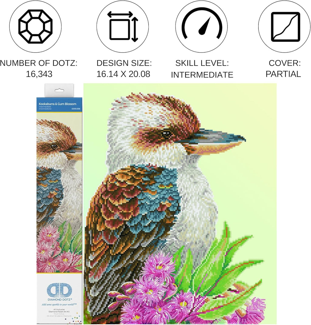 DIAMON DOT Kookaburr Gu Blosso Bir Diamon Paintin Kit fo Adult Diamon Ar Kit Relaxin Creativ Craf Ki wit Dot Gem 16.1inchx20.1inch