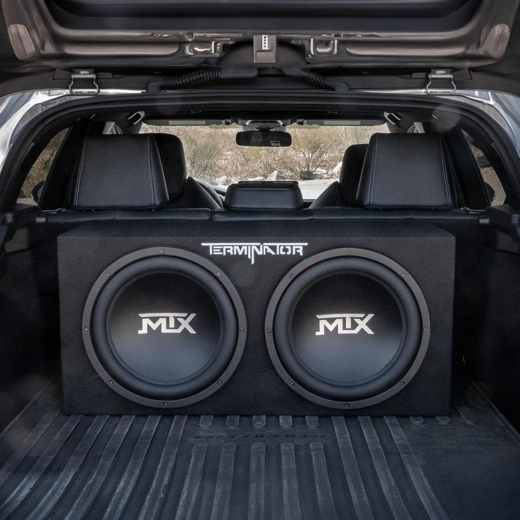 MTX Dual 12-Inch Subwoofers with Loaded Enclosure, 1200W Max Power, 400W RMS, Terminator - Car Audio Subwoofer and Speaker System with Deep Bass Sound